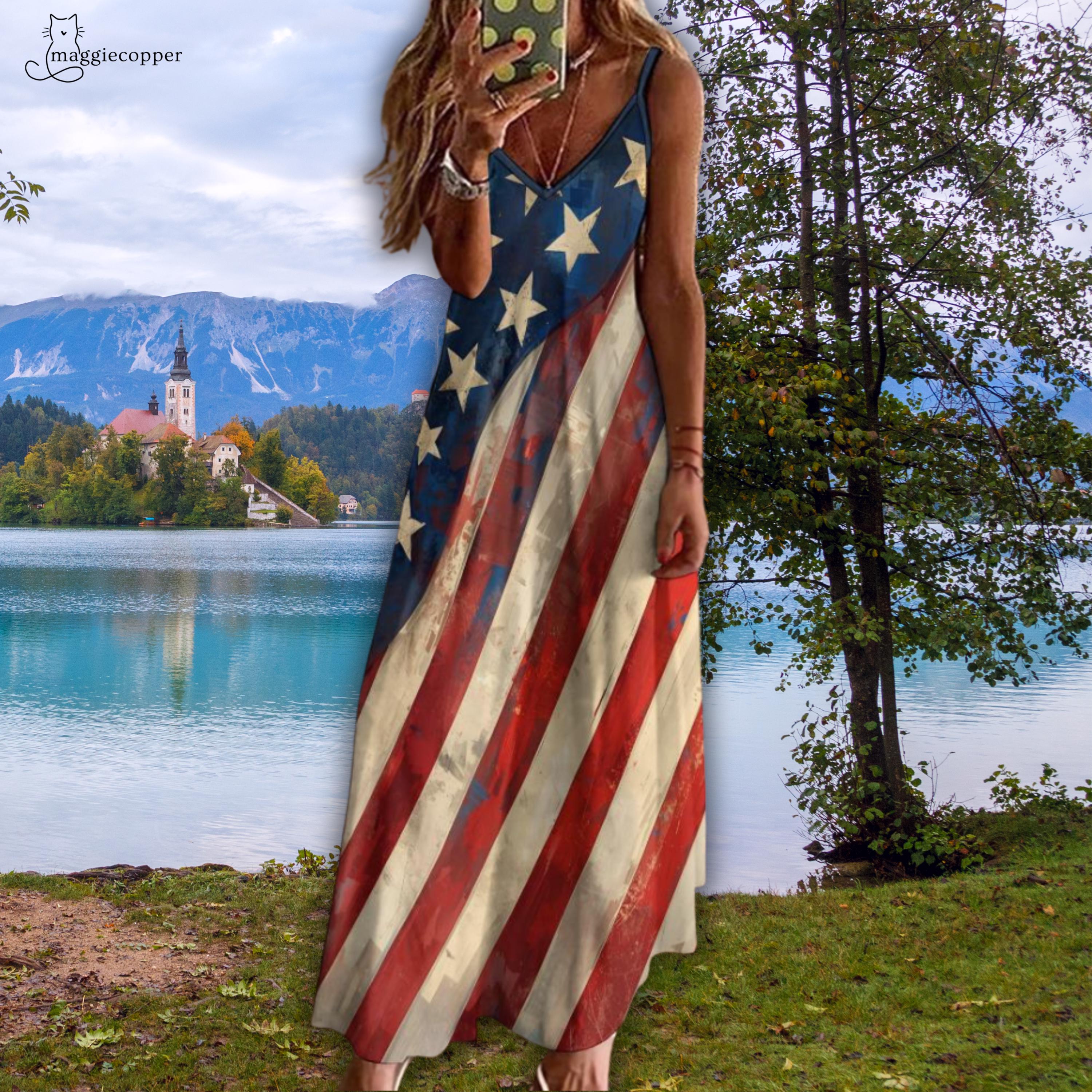 american flag dress Stars and Stripes Forever: Women's Patriotic L / American Flag In a versatile print American Flag Dress - Designed