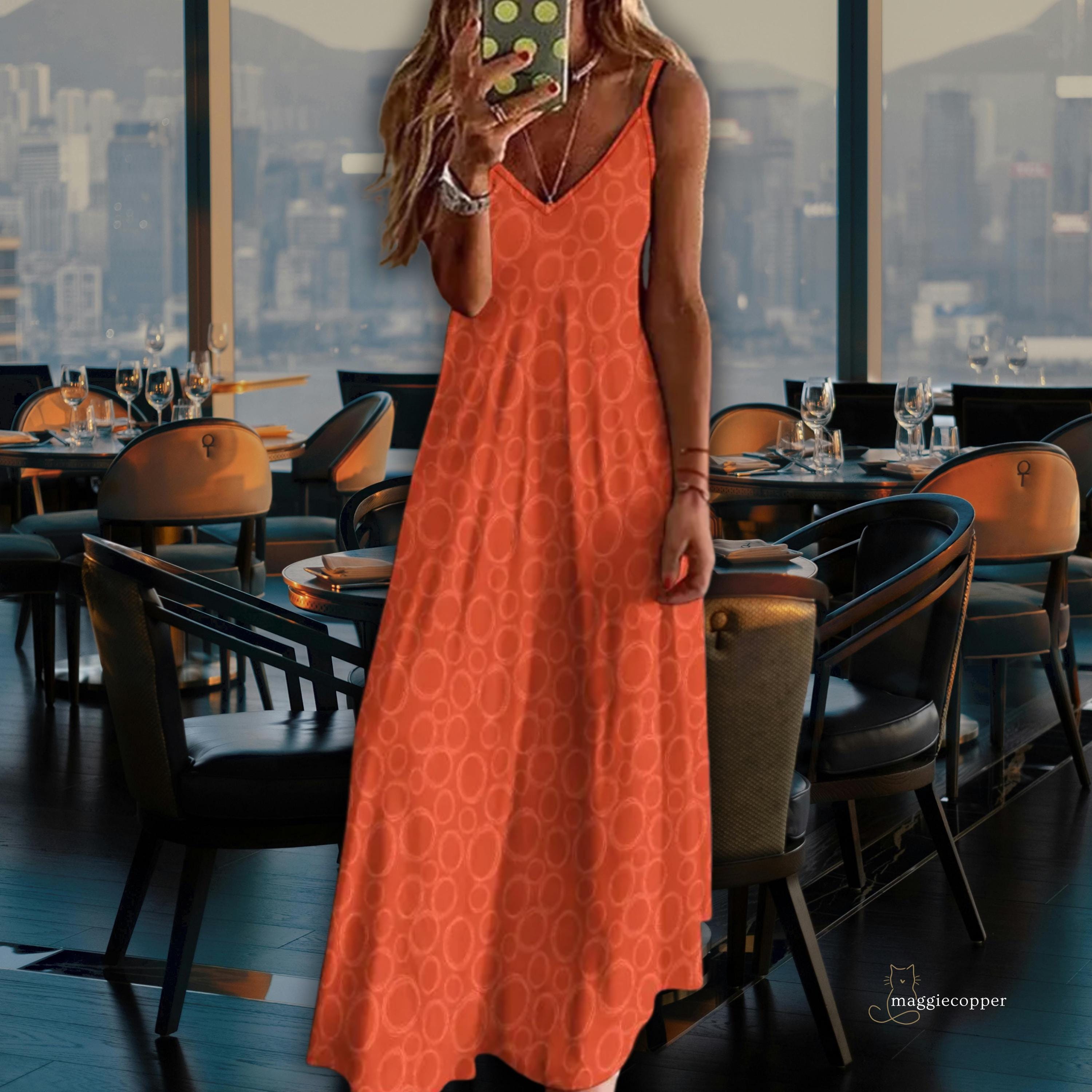 orange v neck maxi dress Cancun Vibing Deep V Maxi Dress - Orange