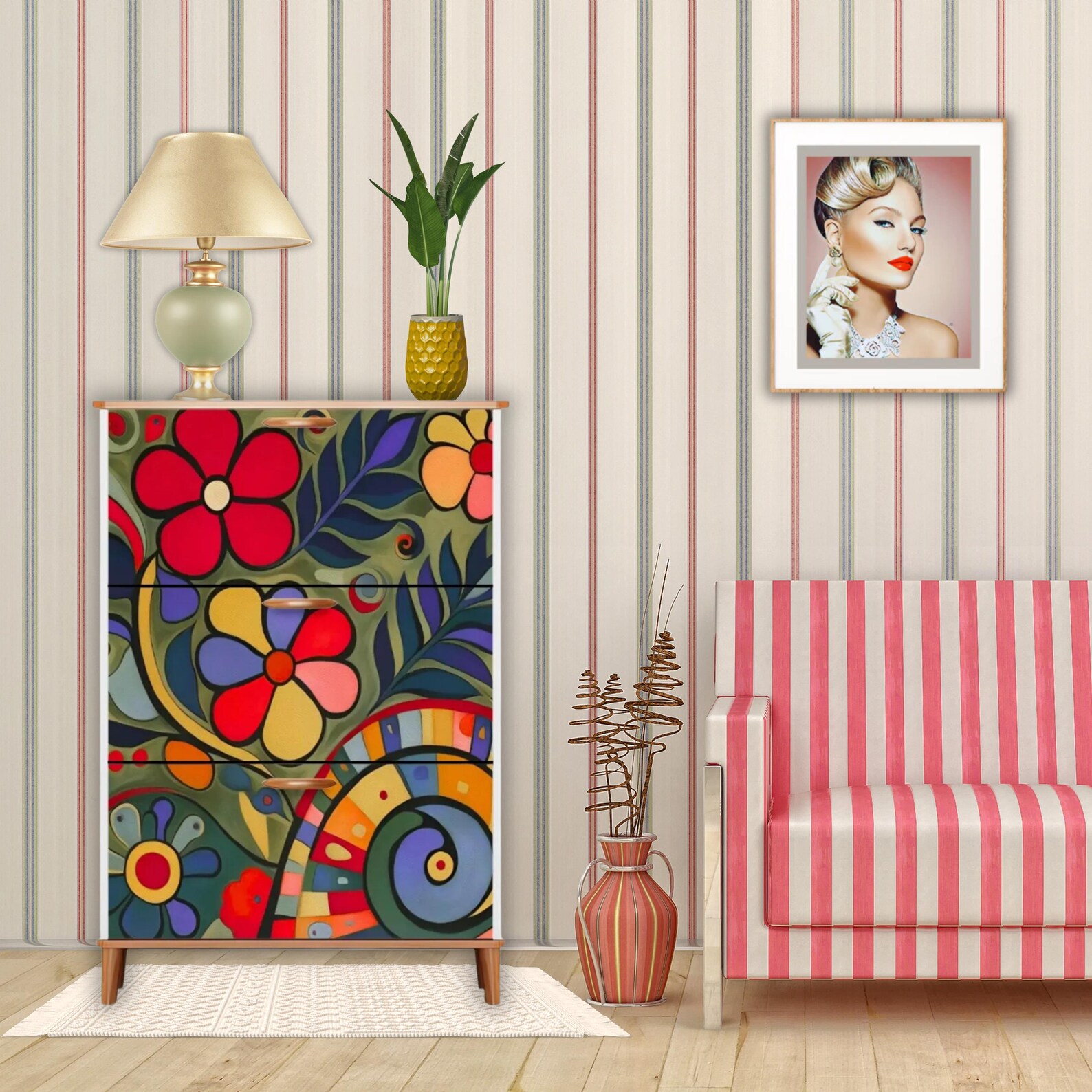 Funky Chic Shoe Storage Cabinet, Space Saving Shoe Organizer, Klimt ...