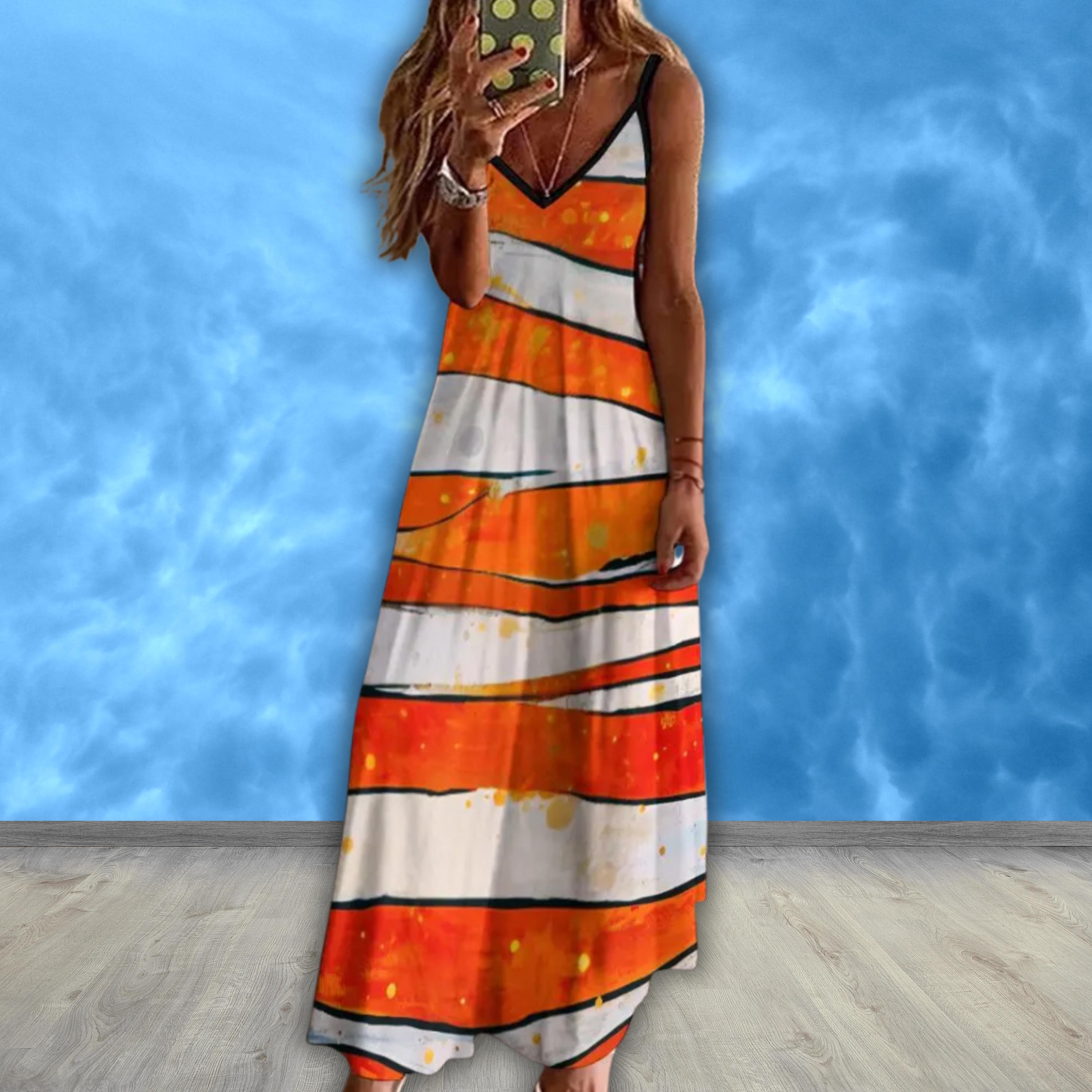 blue and orange striped maxi dress Beach Daze Striped Maxi Dress ~ Navy & Coral