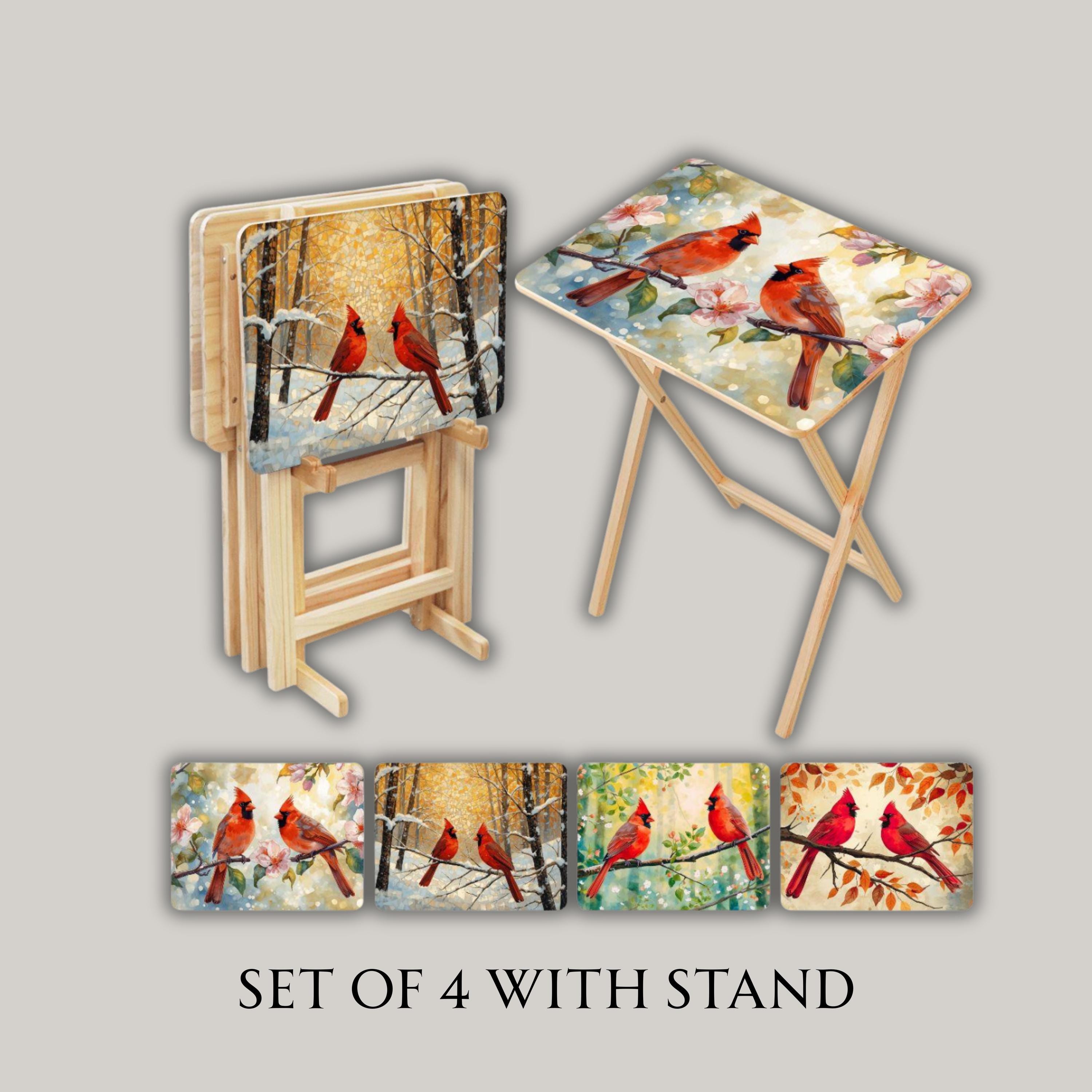 Cardinal Rack Cardinal Seasons Wooden TV Trays With Storage Rack (set of 4 ...