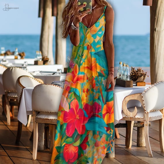 ankle length maxi dress Finelylove Beach Long Maxi Dress A-line Short Sleeve Solid Green XL, Women's This makes them ideal for hot weather or for wearing as a comfortable Blue Floral Cotton Sleeveless Maxi