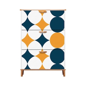 Mid Century Modern Shoe Storage Cabinet Geometric Pattern Accent Furniture Space Saving Shoe Organizer Entryway Cabinet  (Made in USA)