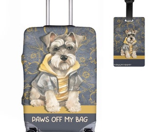 Miniature Schnauzer in Jacket Paws Off My Bag Luggage  Cover & Tag Set
