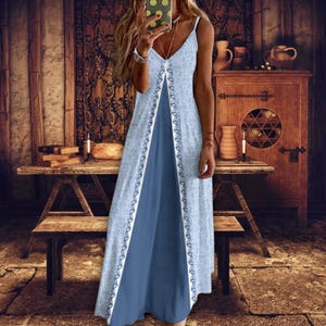 blue medieval peasant dress Women Mary Blue Dress Robe Biblical Peasant Costume With Purple Veil Medieval Renaissance Robe Dress Cosplay Costumes XS