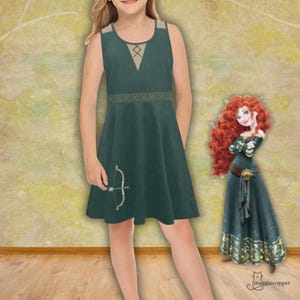 Merida Inspired Girl&#39;s Sleeveless Sundress, Toddler Girls Casual Brave Dress for Disney Trip, Merida Scottish Princess School-Everyday Dress