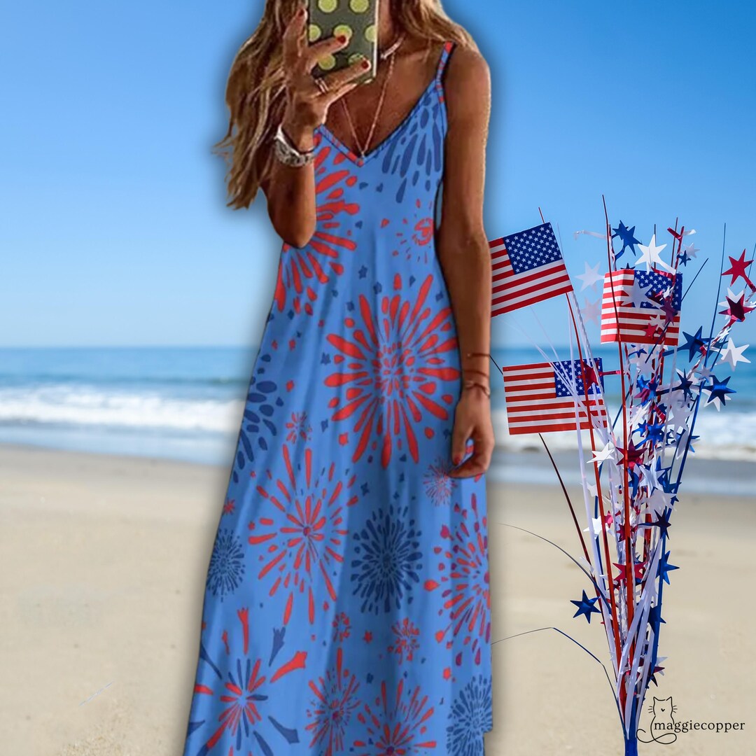 4th of july maxi dress 1970s Firecracker Lame  Divine Finds allowing you to embrace the effortless charm of linen without the hassle of wrinkling or complicated care this one is for the