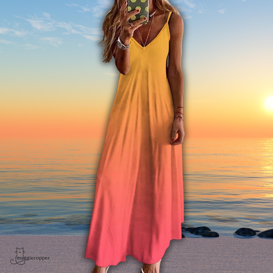 knee length dresses for ladies Living On The Edge Pink Ombre Maxi Dress – Shop the Mint