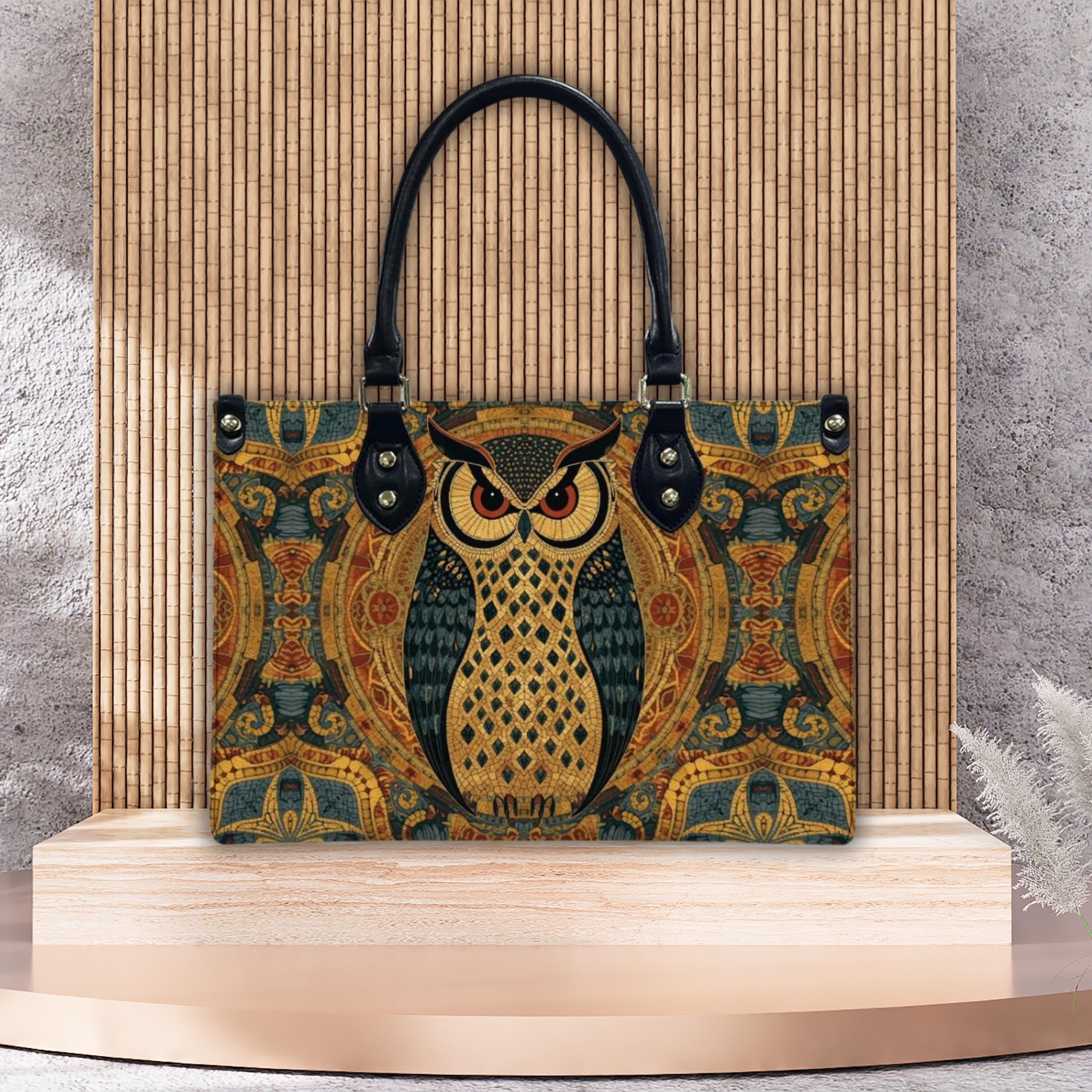 Owl Art Handbag, Ladies Shoulder Bag, Women's PU Leather Satchel