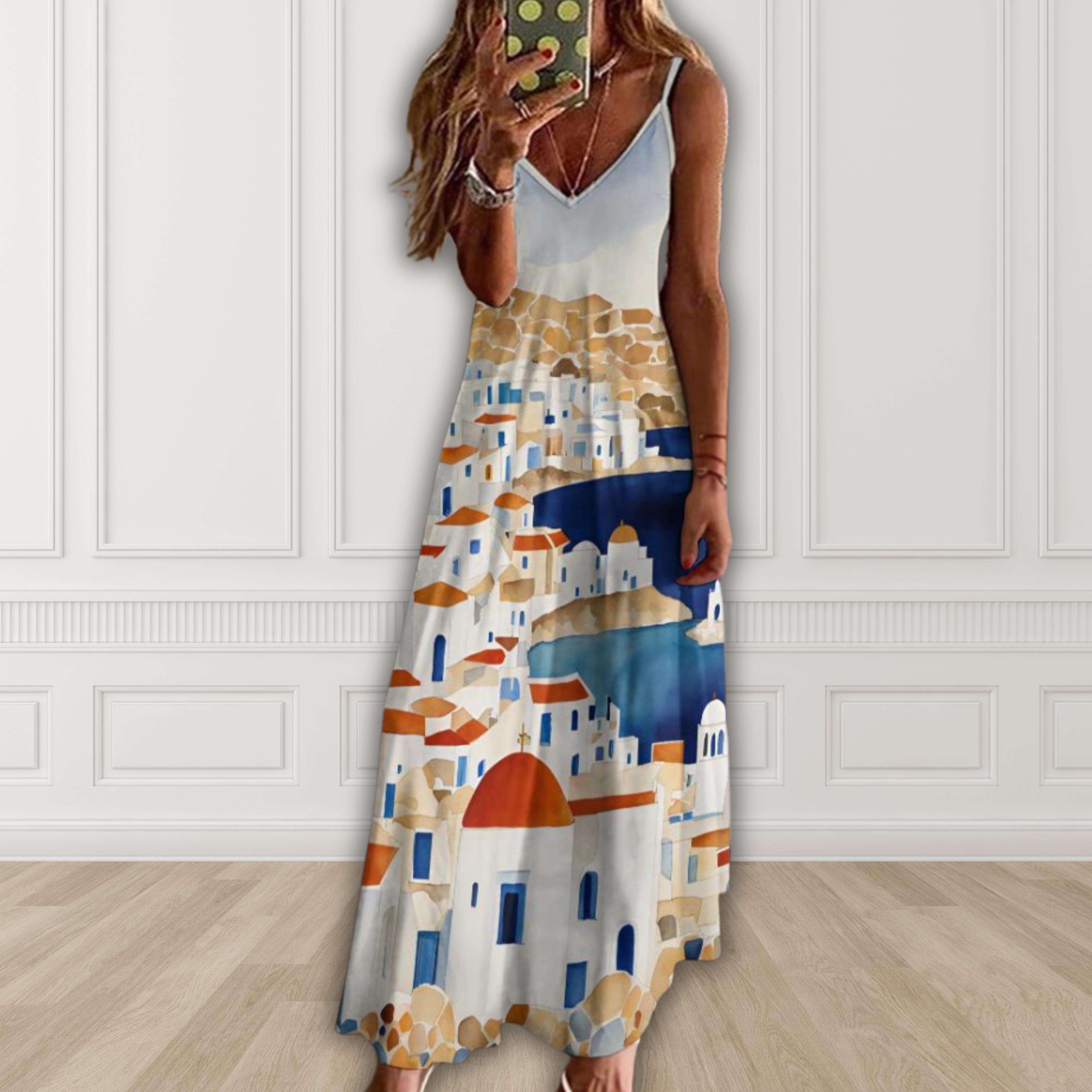 greek blue and white pattern dress 266 Greek Island Dress main image 0