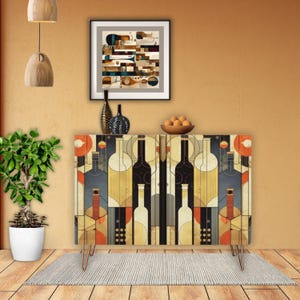 Modern Wooden Storage Cabinet, Contemporary Accent Furniture, Entryway Storage Credenza, Home Bar Liquor Cabinet