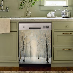 Snowy Trees Dishwasher Magnet Cover Winter Kitchen Décor Snowy Winter Kitchen Accessories Nature Winter Magnetic Appliance Panel Christmas