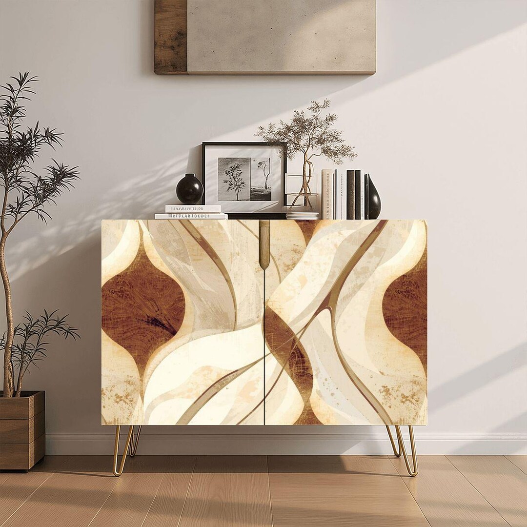 Modern Abstract Wooden 2-door Storage Cabinet, Contemporary Accent ...