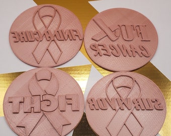 Cancer Support and Hope | 3" Round Stamp for Cookies, Fondant, Play Dough | A Sweet Treat Of Hope | Stamps For A Cause | Have Fun Baking