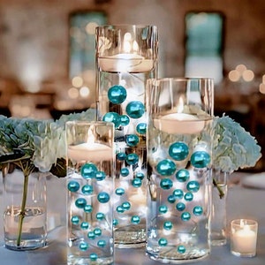50 Floating Turquoise teal Blue Pearls fills 1 Gallon of Floating Pearls for Your Vases option 3 Submersible Fairy Lights Strings Etsy