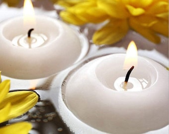 3" White Floating Candle, Set of 4 Candles- Unscented