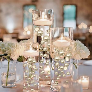 100 perlas de marfil flotantes y gemas brillantes - Grandes - Opción 6 Cadenas de luces sumergibles (Baterías sumergibles ocultables) - Llena 2 galones