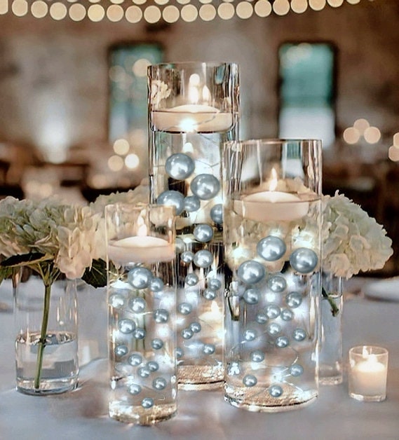 50 Floating Silver Pearls fills 1 Gallon of Floating Pearls for Your Vases with Option 3 Submersible Fairy Lights Strings Etsy