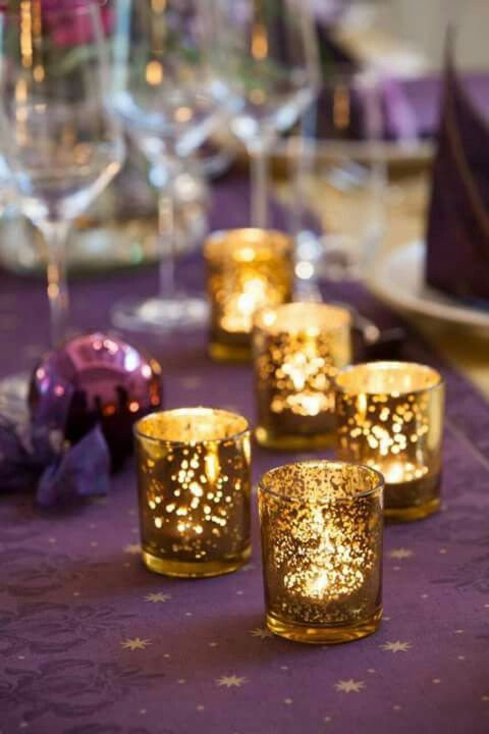 6 Gold Mercury Glass Votive Candle Holder David Tutera Etsy