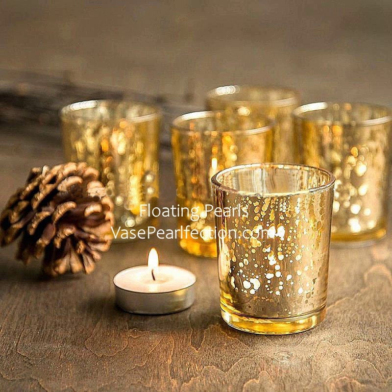 6 Gold Mercury Glass Votive Candle Holder David Tutera Etsy