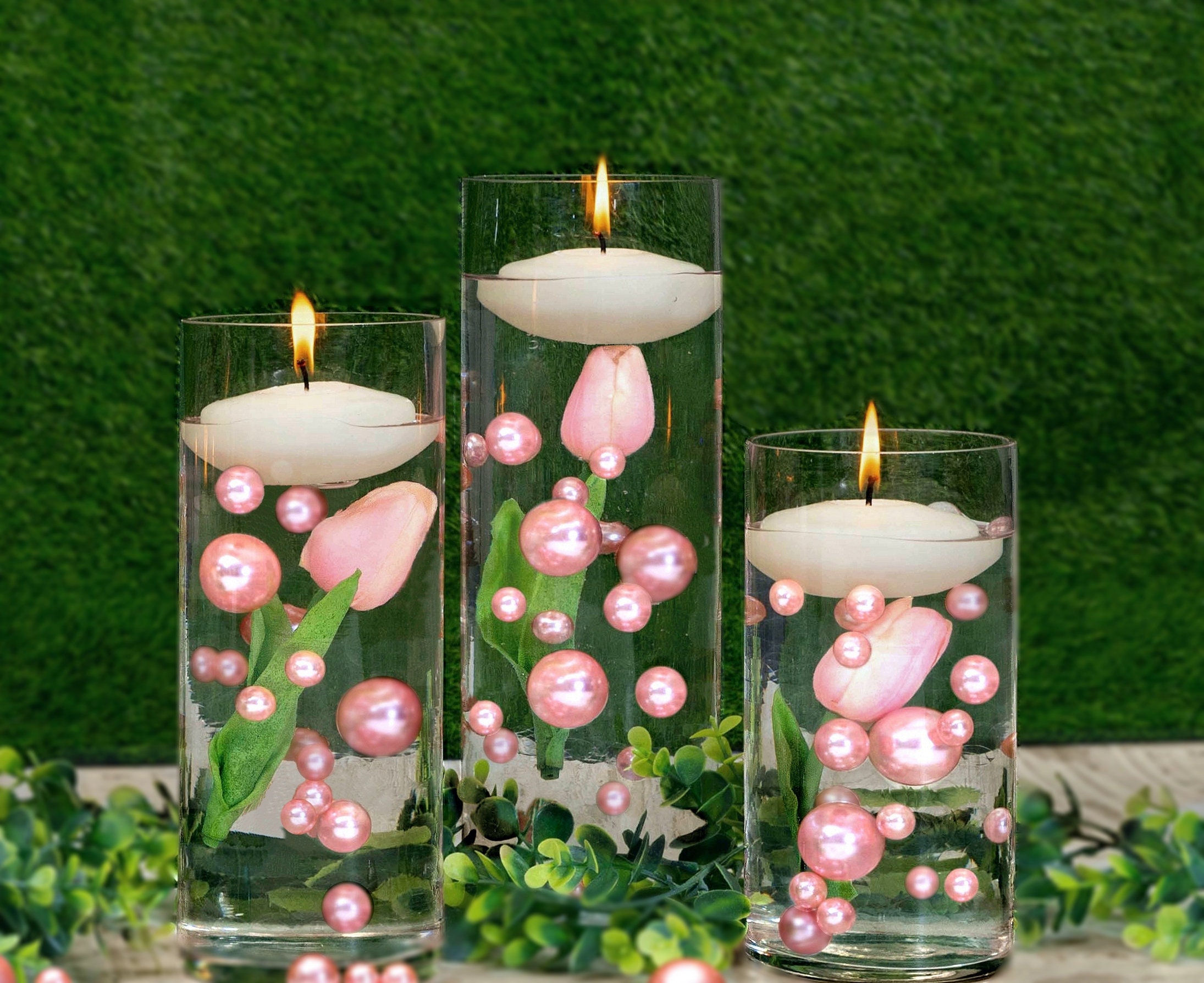 Floating Rose Gold Pearls - Shiny - 1 Pk Fills 1 Gallon of Gels for  Floating Effect - With Measured Gels Kit - Option 3 Fairy Lights - Vase