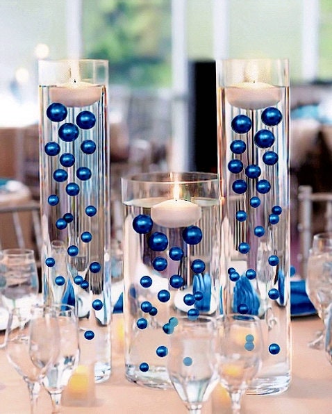 75 schwimmende königsblaue / marineblaue Perlen - füllt 1 Gallone für Ihre Vasen - Option: 3 Submersible Lichterketten