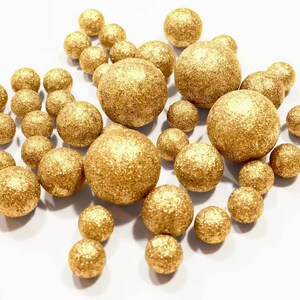 40 Floating Gold Glitter Shiny Pearls-jumbo Sizes-fills 1 Gallon for Your Vases-option: 3 ...