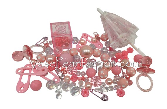 100 Floating Pink Baby Shower Pearls And Gems Vase Fillers Etsy