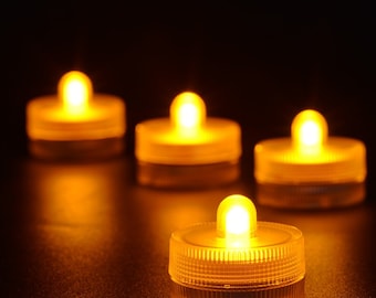 Gold/Light Amber Submersible LED Tea Lights - Waterproof