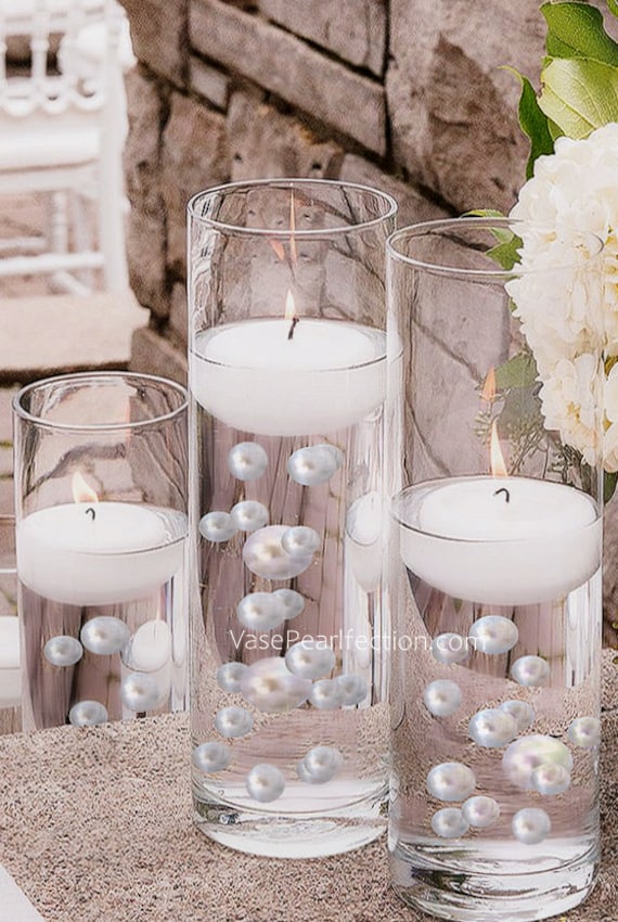 JumboAssorted Sizes Vase Decorations and Table Scatters 120 No Hole Red /& White Pearls with Matching Sparkling Gem Accents