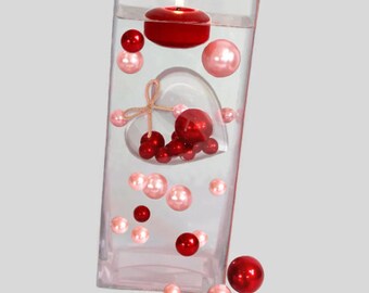 Floating Big Heart & Pearls - Submersible and Fillable with your choice of Pearl Colors - Fills 1 Gallon for Your Vases