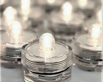 Submersible LED Tea Lights, White - Waterproof for Floating Vase Filler Centerpieces