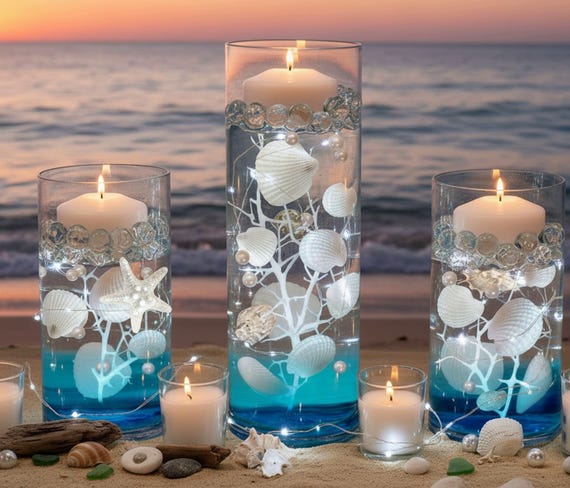 マーメイドShellカクテルオブジェ 75 White Floating Seashells-starfish-coral Reef-aqua Beads-option