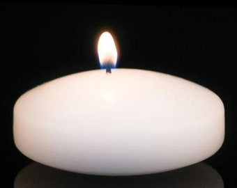 3" White Floating Candle, Set of 4 Candles-Unscented.
