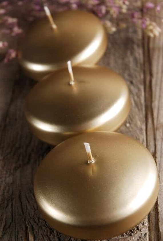 3.25 Gold Floating Candles. Set of 3 Unscented Vase Etsy