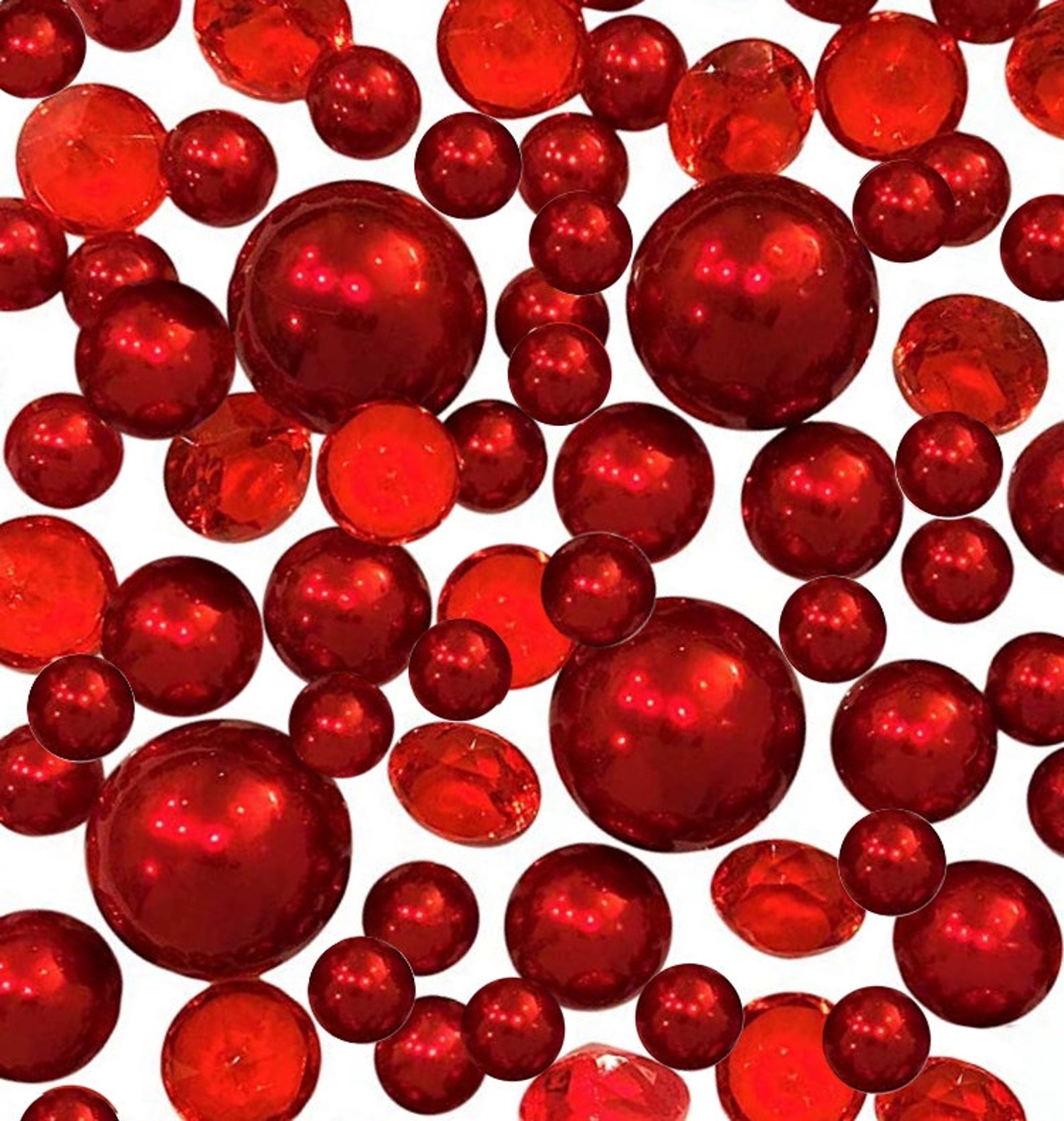 80 floating Red Pearls and Sparkling Gems No Etsy Singapore