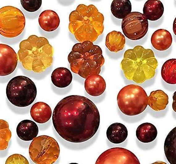 206 Perline Sensoriali Autunnali In Acrilico – Forma Di Foglie E Zucche – Riempitivi Per Vasi, Decorazioni Tavola Per Halloween E Ringraziamento