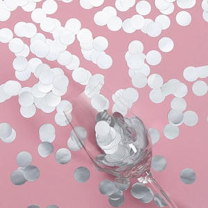 Floating Metallic Silver Confetti - 2000pc - Fills 1 Gallon For Your Vases-With Option: 3 Submersible Fairy Lights Strings- Vase Decorations