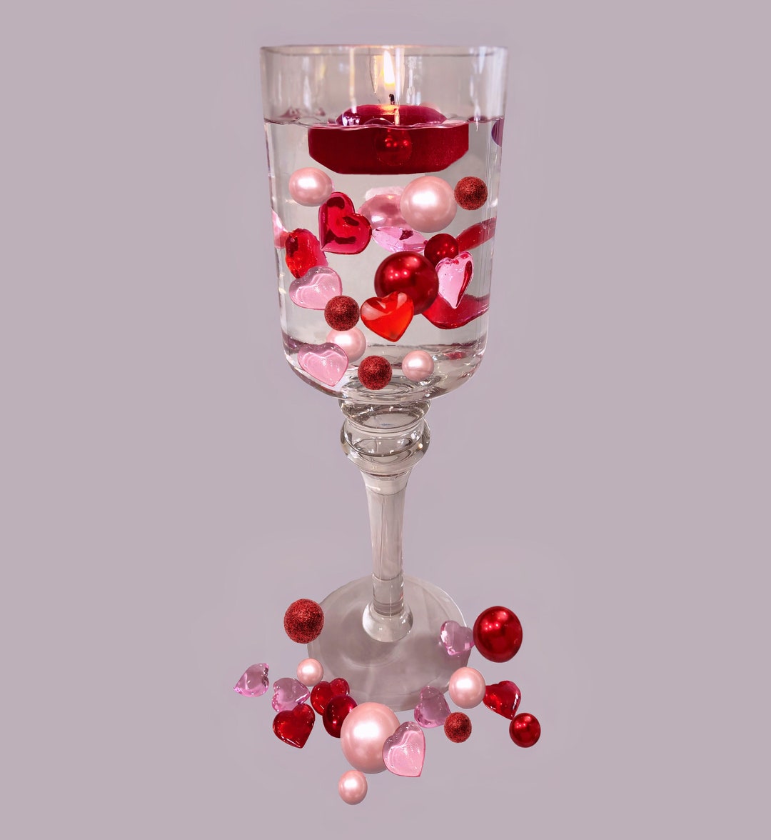 Floating Red Sparkling Stars-Large Sizes-Fills 1 Gallon for Your Vases-With  Option: 3 Submersible Fairy Lights-Vase Decorations