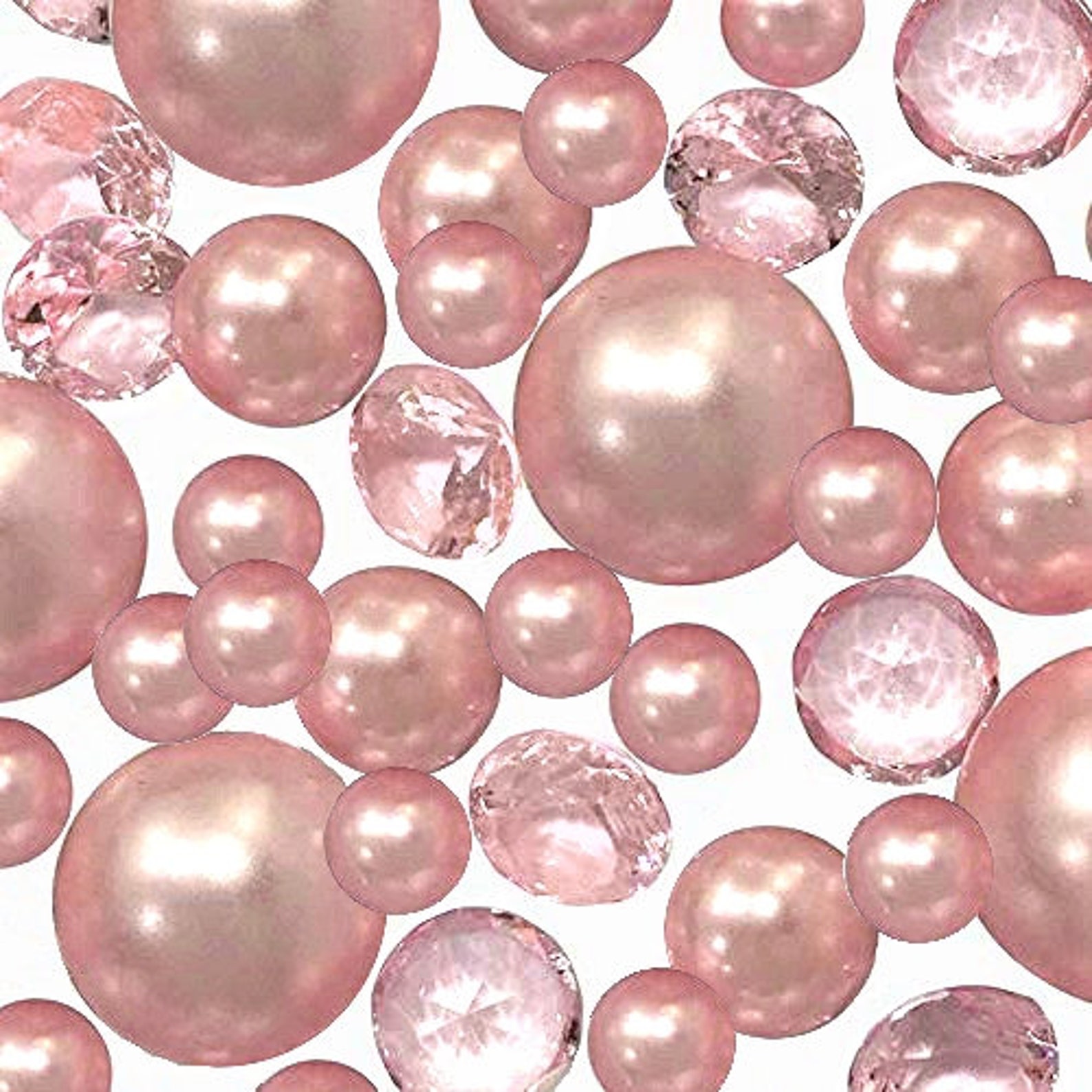 120 Floating Light Pink Pearls With Sparkling Gems Accents Etsy