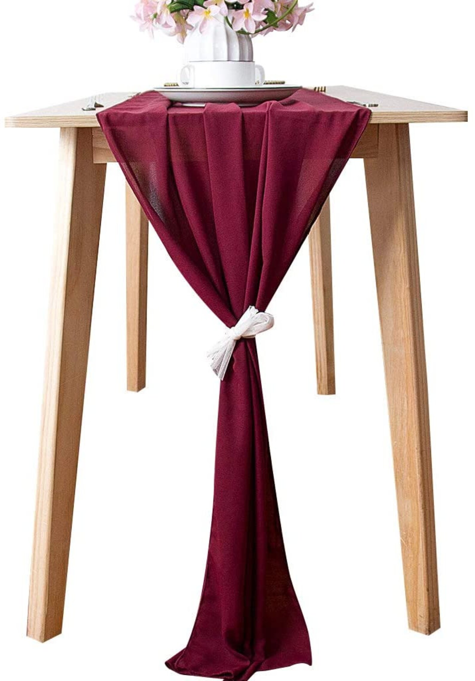 pink chiffon table runner