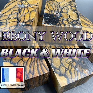 MOON EBONY WOOD, Black & White, Rare Blanks Premium 140/50/30 mm, France Stock