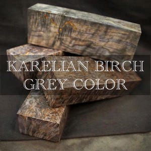 CURLY BIRCH Stabilized Wood, Gray Color Blanks for Woodworking. France Stock.