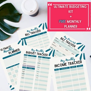 Tracker Budget Money Bills Planner Starter Kit, Planner Budgeting 2021 Easy Goals Money Organization Budget Starter Kit, Track your Bills