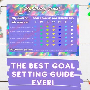 Rainbow Kids Teens Chore Chart Reward Sheet Planning Reward Downloadable PDF Chore Chart Kids Cool Rewards Organization Goal Chart PDF Teens