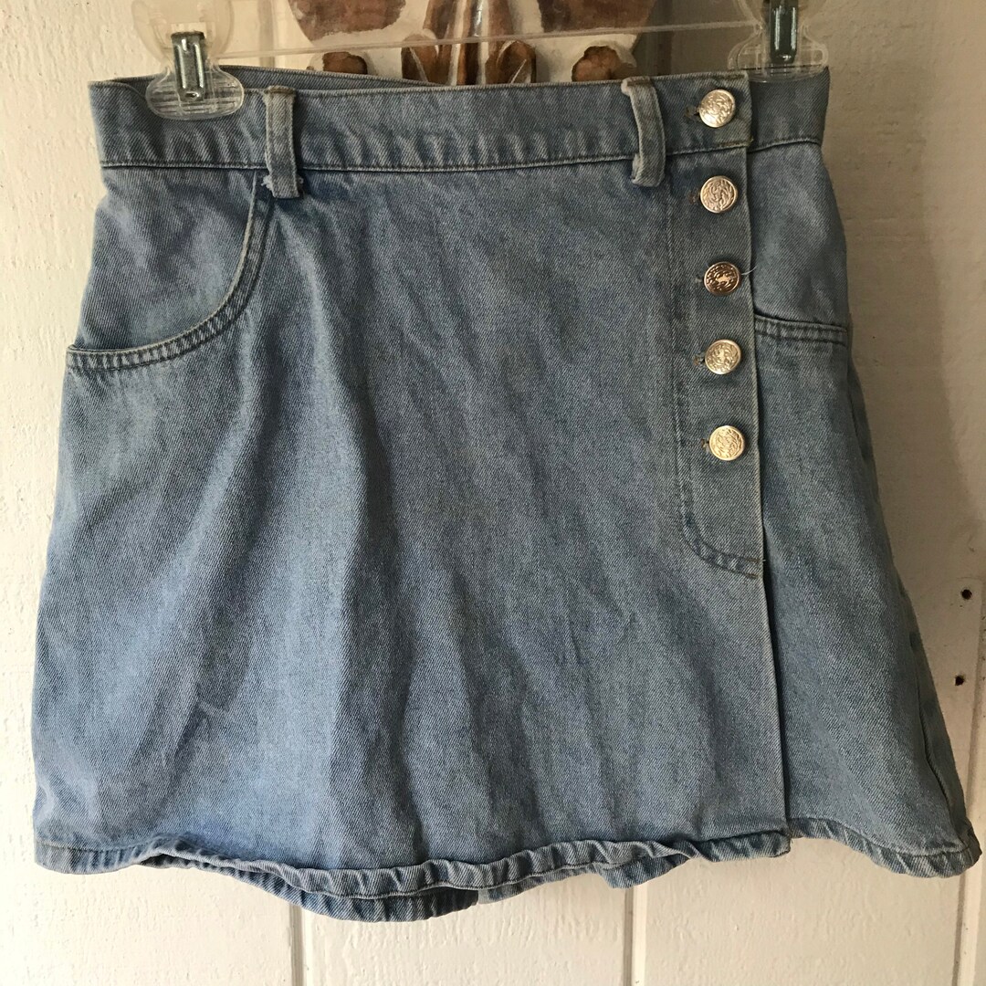 Jean Skort With Buttons Etsy