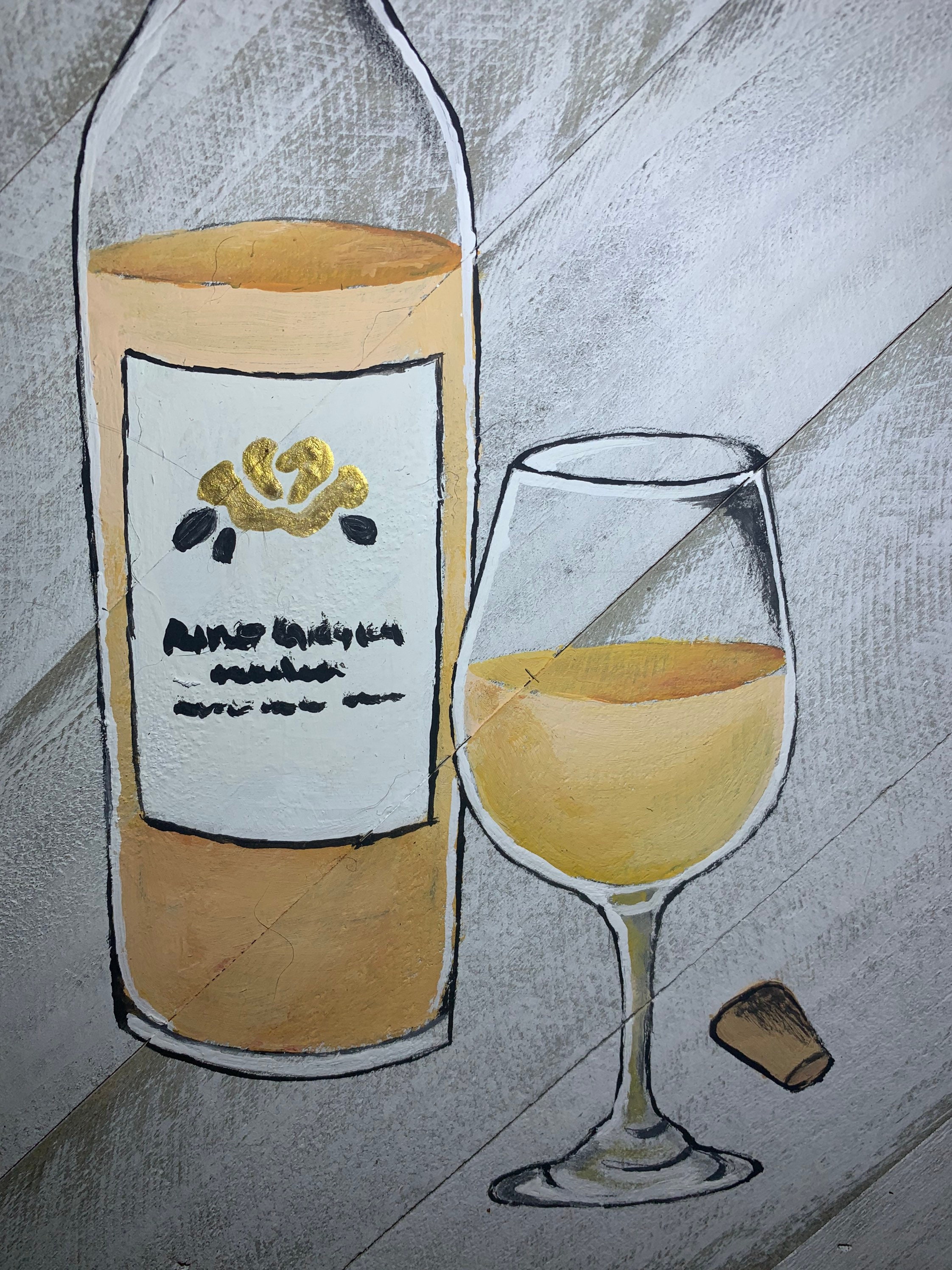 Wooden canvas wine painting 8x10 Etsy