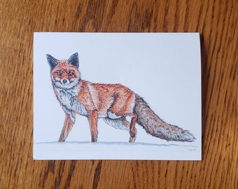 Fox Notecard/Painted Stationary/Watercolor Print