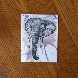 Elephant Notecard/Painted Stationary/Watercolor Print