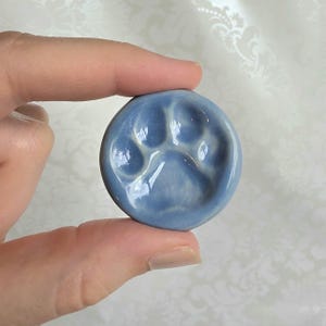 Paw Print Round Worry Stone | Dog Lover Gift | Diffuser | Dog, Cat Paw Print | Pet Memorial | Pet Grief Gift | Ceramic | Pink, Blue